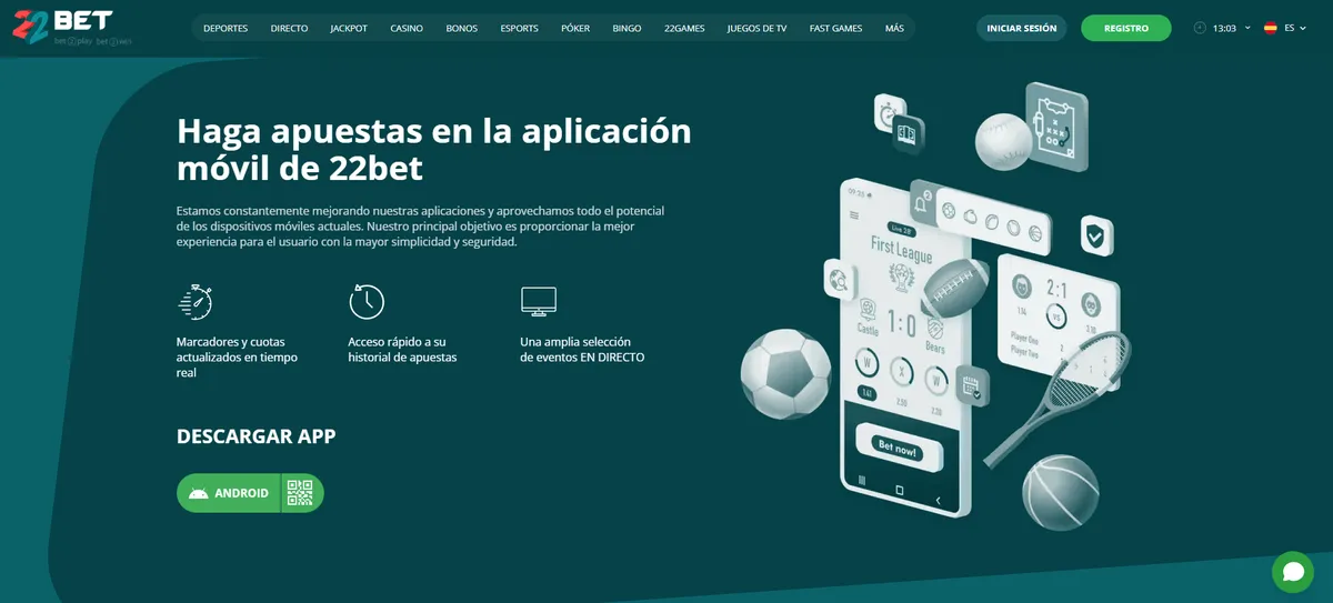 ¿Tiene 22Bet casino una app móvil?