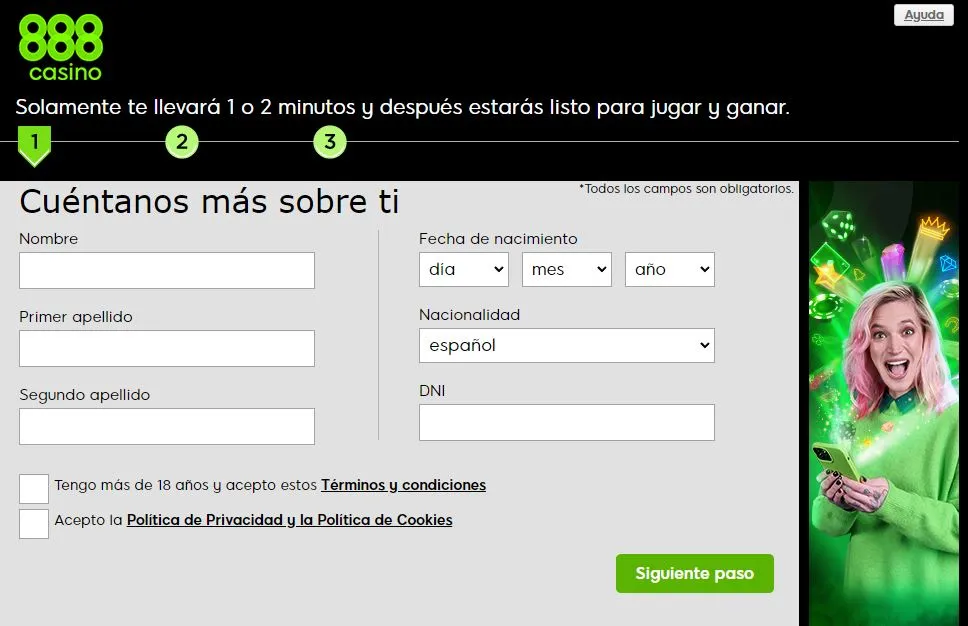 Registro en casino