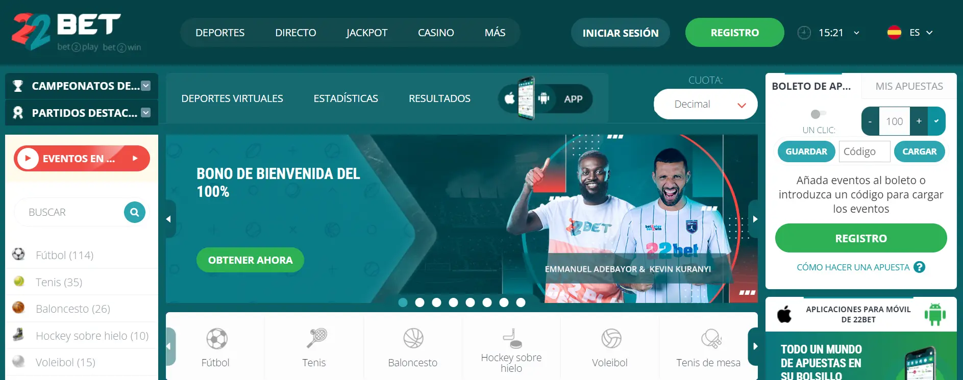 casinos sin registro 22bet